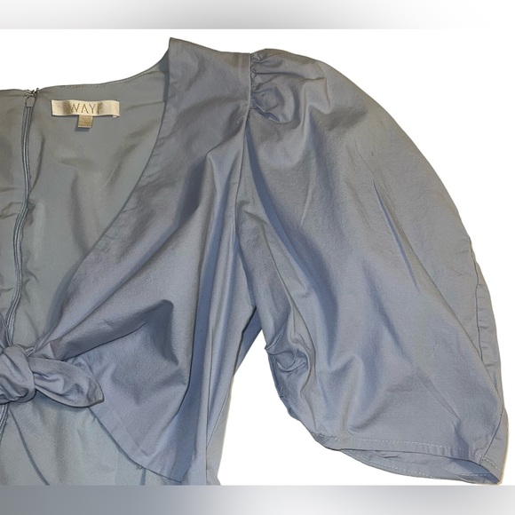 WAYF Dusty Blue Peggy Twist Cut-Out Midi Dress Sz M - Picture 7 of 11